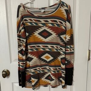 HEIMISH USA Multicolor Geometric Long Sleeve Top